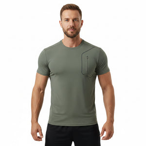 Men's quick-drying short-sleeve nylon T-shirt in multiple solid colors