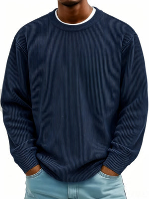 Men's casual long-sleeve crew-neck corduroy sweatshirt in various colors