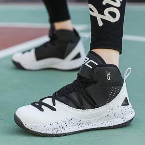 Plus size men's high-top basketball training sneakers in various colors and sizes