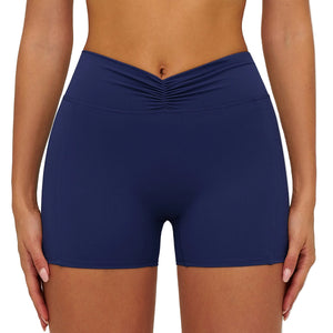 Women's brushed yoga shorts in multiple colors showing high waist and fitted design