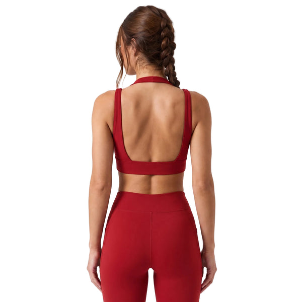 NAKED-FEEL HALTER SPORTS BRA WITH REMOVABLE PADS