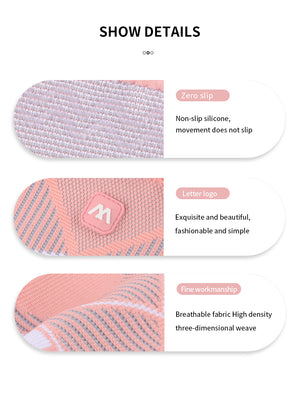 Knee compression sleeves in blue, pink, and black colors