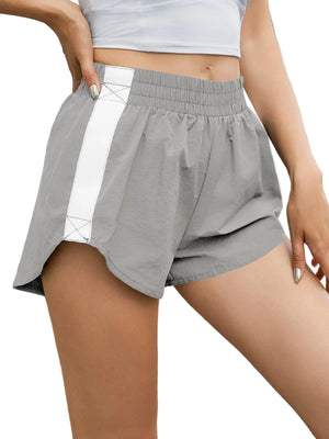 Women's high waisted striped athletic track shorts in multiple colors