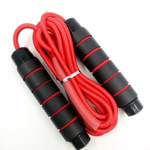 Professional weighted skipping rope in red and black for fitness training