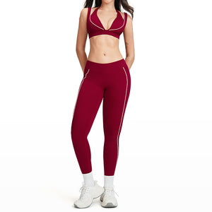 Nude-feel women's yoga workout set in multiple colors and styles