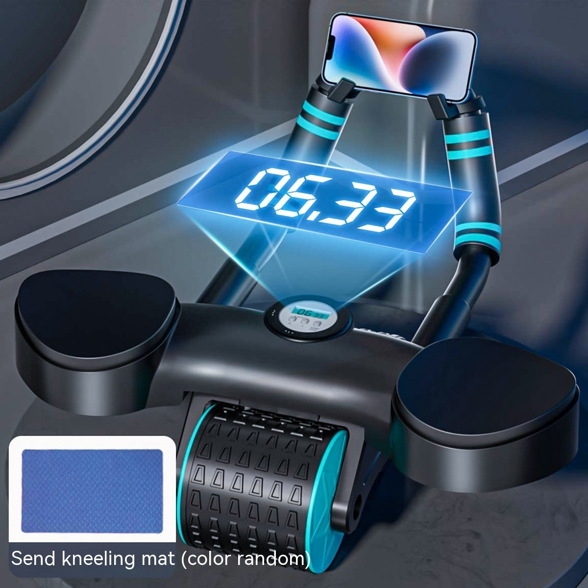 Abdominal wheel fitness equipment with automatic rebound and elbow support in multiple colors