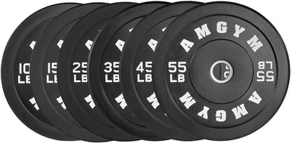 2-Inch Olympic Rubber Bumper Plates Set (10-650 lbs) for Home Gym Strength Training and Weight Lifting - Available in Multiple Colors