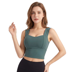 WOMEN'S MEDIUM SUPPORT YOGA SPORTS BRA WITH REMOVABLE PADS