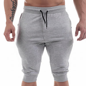 Men's cotton fitness sports shorts in red, black, and gray colors