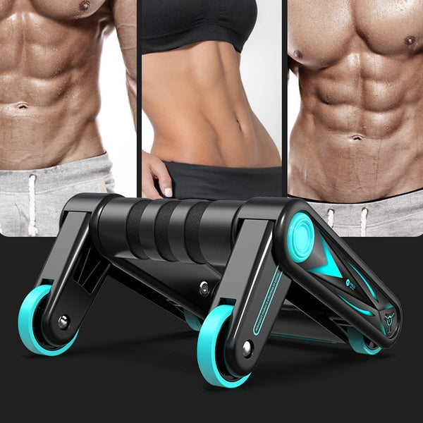 Multifunctional abdominal muscle wheel in black and lake blue for home fitness