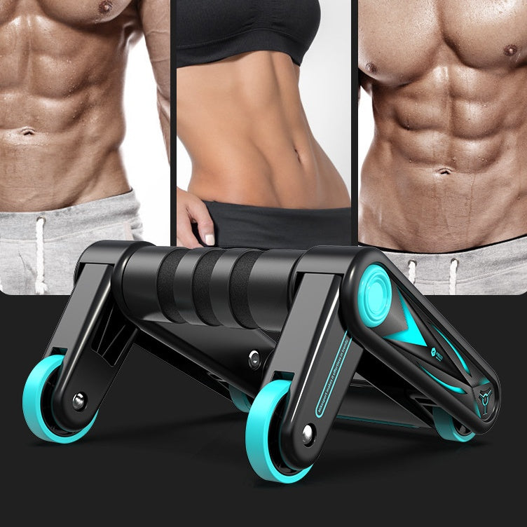 Multifunctional abdominal muscle wheel in black and lake blue for home fitness