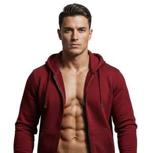Solid color fleece-lined hoodie with hood and patch pockets in various colors