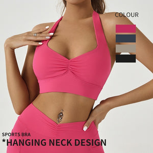 Strapless detachable back-enhancing sports bra in Rose Red color