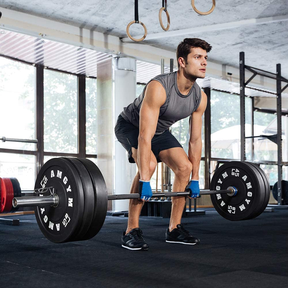 2-Inch Olympic Rubber Bumper Plates Set (10-650 lbs) for Home Gym Strength Training and Weight Lifting - Available in Multiple Colors