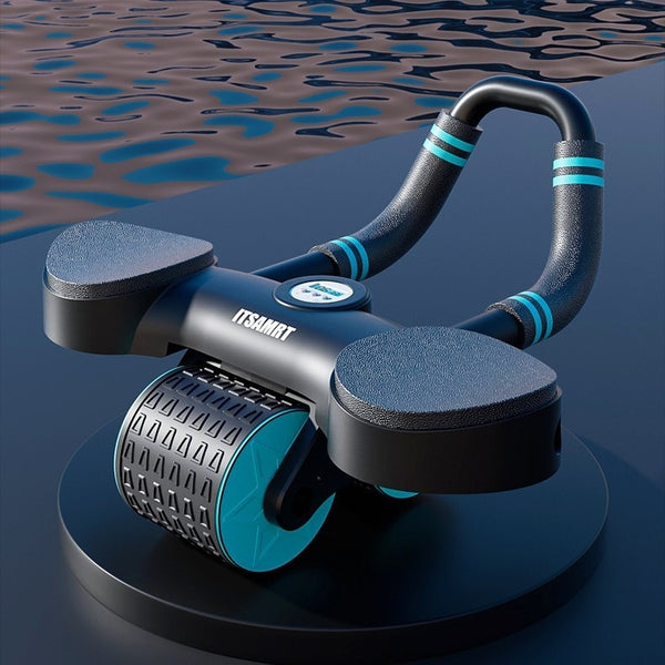 Abdominal wheel fitness equipment with automatic rebound and elbow support in multiple colors