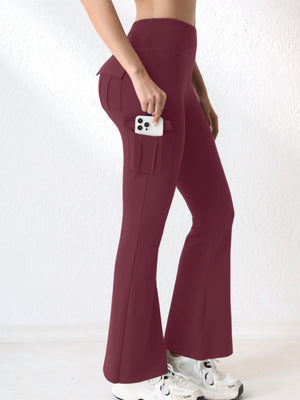 High-waisted bell-bottom leggings with pockets in various colors