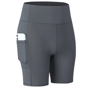 Women's high waist pocket yoga shorts in multiple colors
