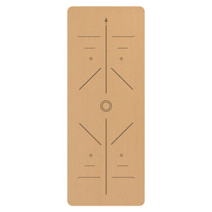 Natural rubber cork yoga mat with guide line pattern in various designs