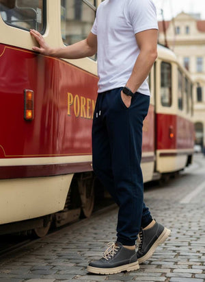 Men's high elasticity anti-wrinkle casual pants in tapered fit