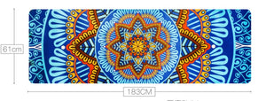 Digital printing suede TPE yoga mat in blue color with non-slip surface