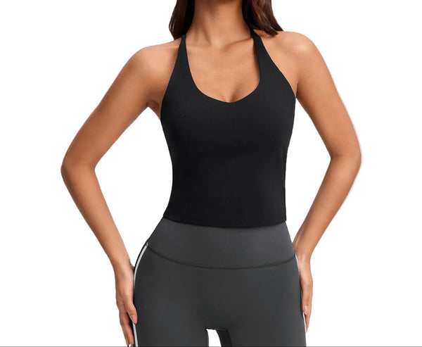 WOMEN'S CROSS BACK PUSH UP YOGA VEST WITH BREAST PAD
