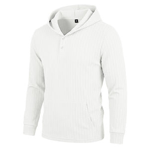 Men's herringbone jacquard textured casual hoodie in various colors