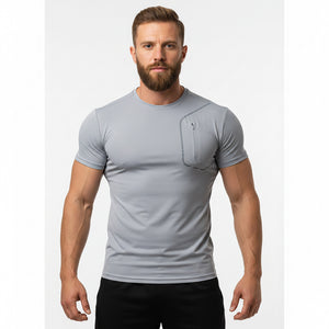 Men's quick-drying short-sleeve nylon T-shirt in multiple solid colors
