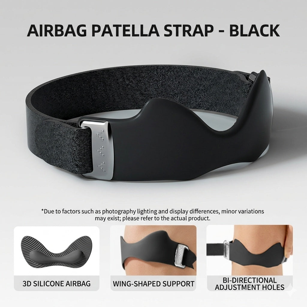 Silicone patella knee strap with 3D air cushion in black