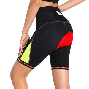 Women's black and green summer cycling shorts with silica gel pad