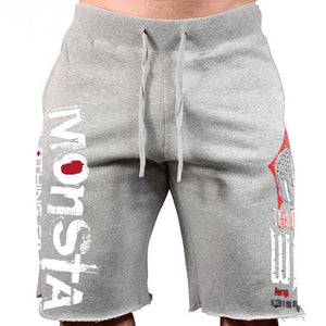 Men's cotton casual running shorts with big print in various colors