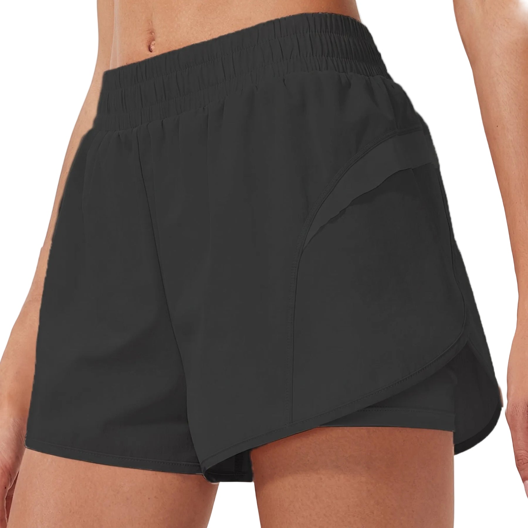 WOMEN'S LOOSE SPORTS SHORTS MID WAIST QUICK DRY