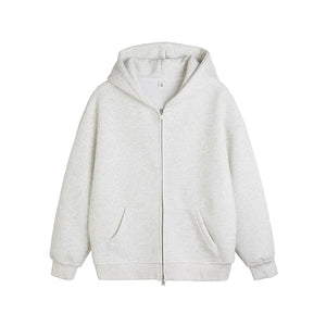 Men's hooded cardigan sweatshirt in multiple colors with patch pockets and relaxed fit