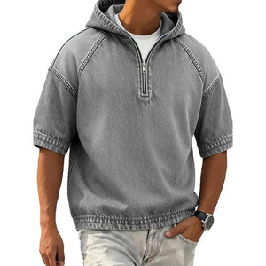 Men's half-zip sports hoodie with hood in various colors