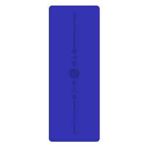 White PU leather yoga mat with natural rubber base rolled out on floor