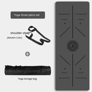 Natural rubber non-slip professional yoga mat set in various colors with shoulder strap and storage bag