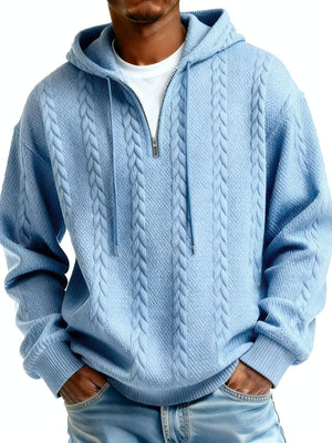 Half-zip hooded sweatshirt with long sleeves and padded patch pockets in various colors