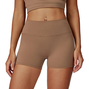 Brushed high waist women's yoga shorts in various colors