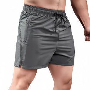 Men's breathable running shorts available in black, gray blue, khaki brown, moss green, and iron gray