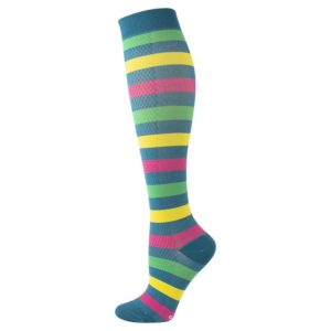 Breathable sports compression cycling and running socks in various colors and patterns