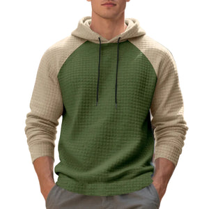 Men's jacquard small-check hooded sweatshirt in dark gray and black color