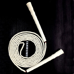 Adjustable bamboo handle skipping rope with soft beads in various colors