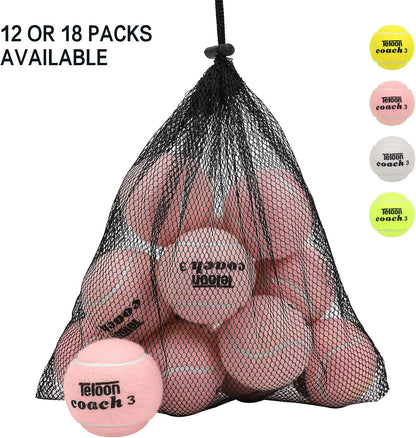 Pressure Training Tennis Balls - Available in 12 or 18 Count with Mesh Carry Bag, Offered in 4 Colors, Ideal for Beginner Training Exercises