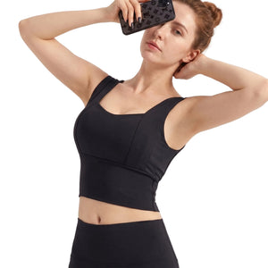 WOMEN'S MEDIUM SUPPORT YOGA SPORTS BRA WITH REMOVABLE PADS