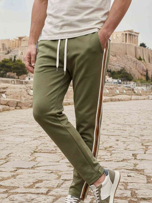 Men's high-stretch anti-wrinkle casual pants in polyester and spandex blend