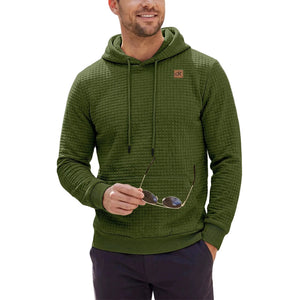 Men's elastic jacquard hooded long-sleeve sweatshirt in various colors