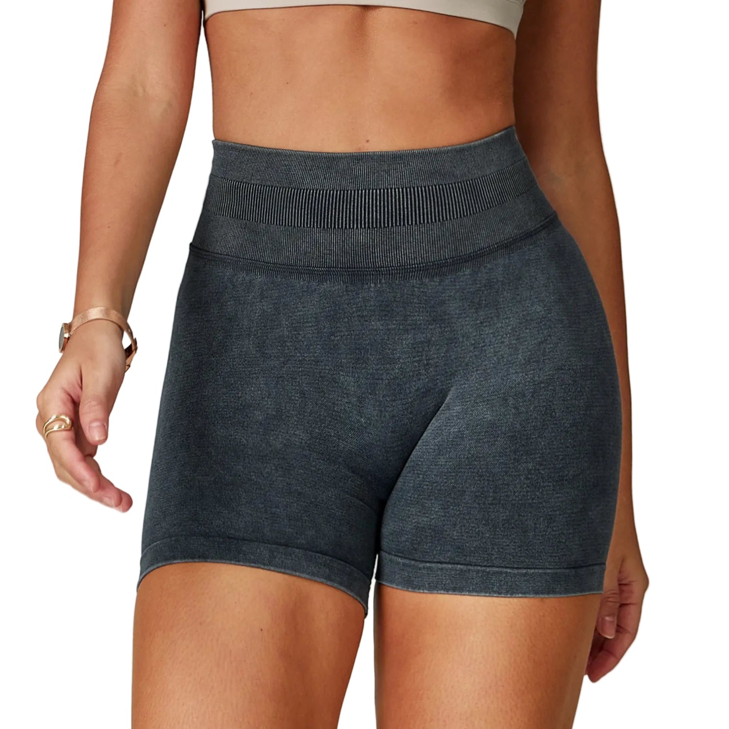 Waist-cinching cropped yoga shorts for women in multiple colors
