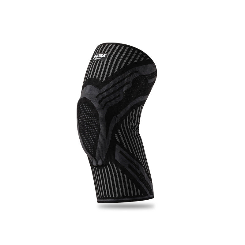 Black silicone spring compression knee brace for sports and fitness