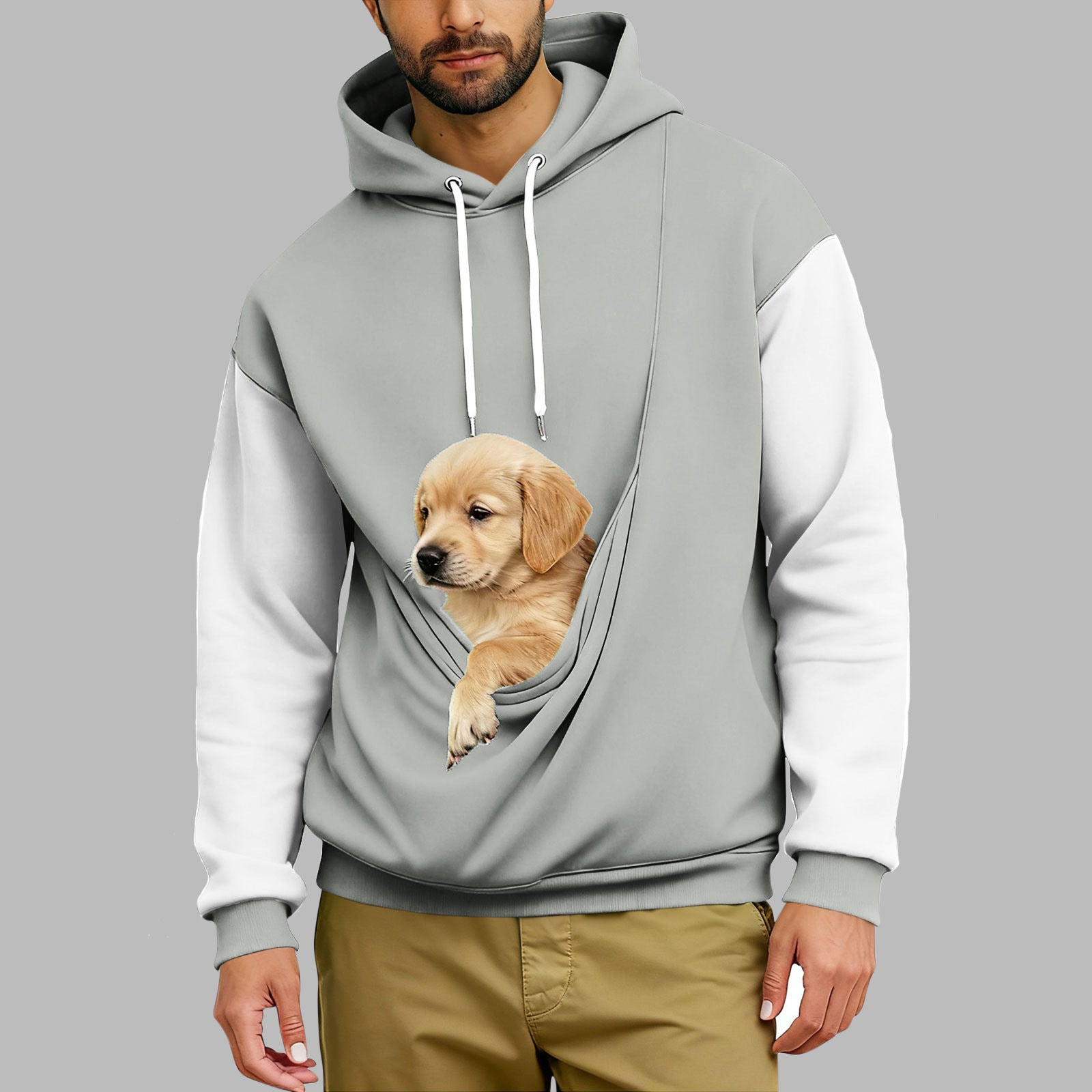 Men's retro color-block long-sleeve hoodie in various colors