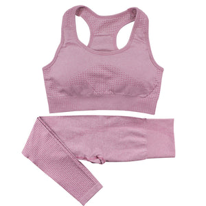 Seamless women's high waist yoga set with crop top in multiple colors